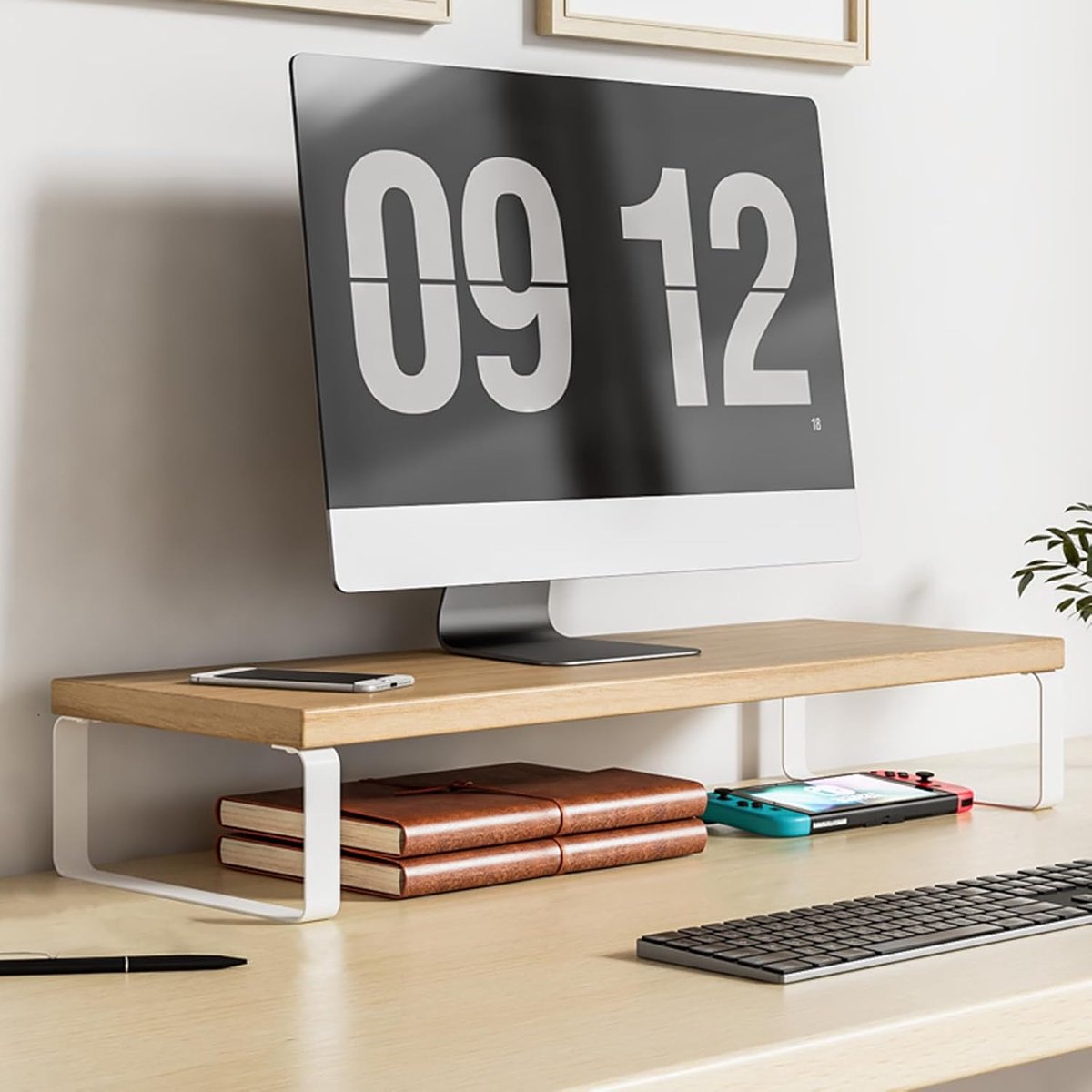 Monitor Verhoger - Bureau Organisatie - Werkplek Verbeteren - Hollow Bottom Design - Tot 70cm Breed - Wit