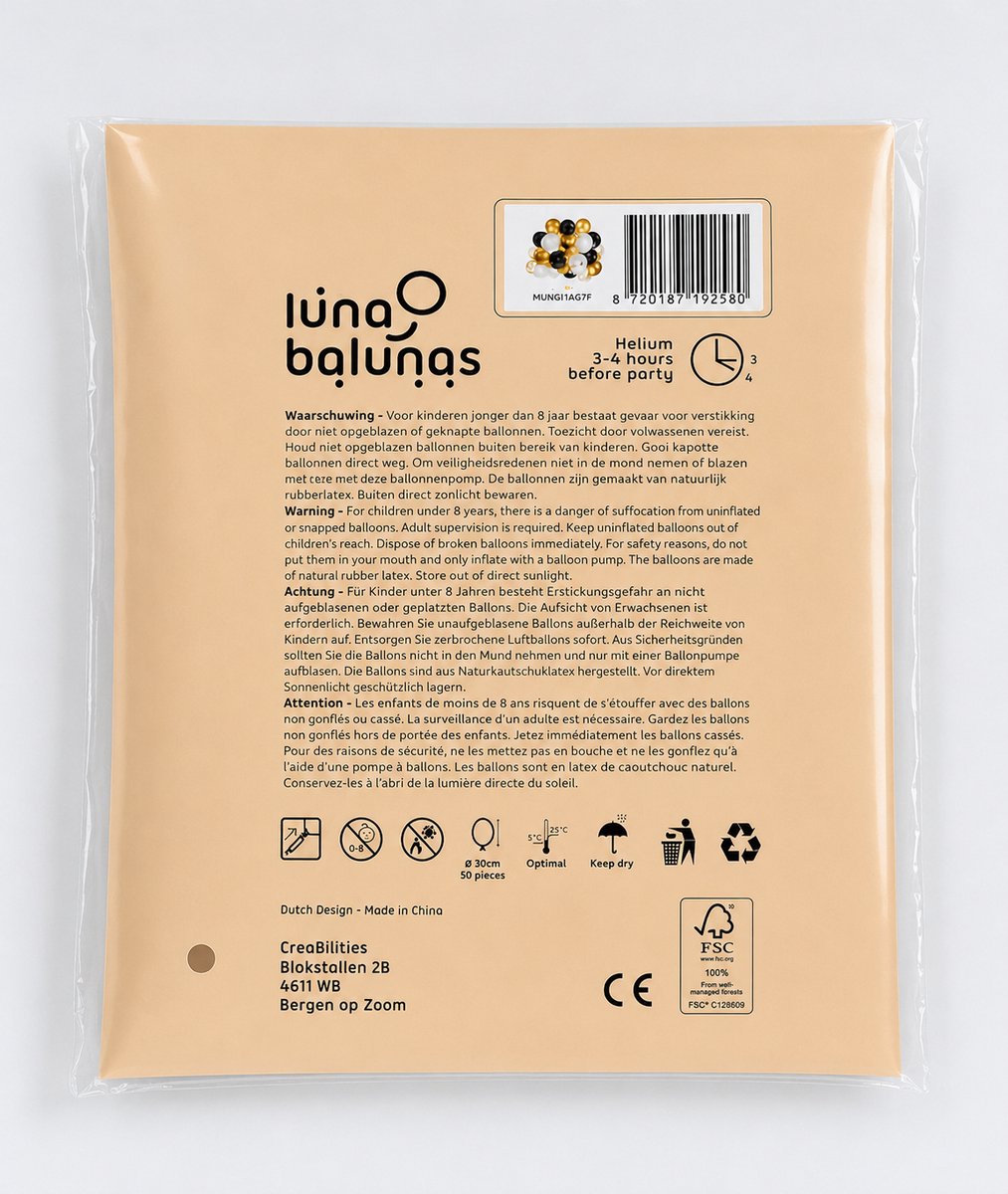Luna Balunas 50 Stuks Latex Ballonnen Goud Zwart Helium Confetti - Verjaardag feest Decoratie Versiering - Eco Friendly FSC Communie Geslaagd — afbeelding 4
