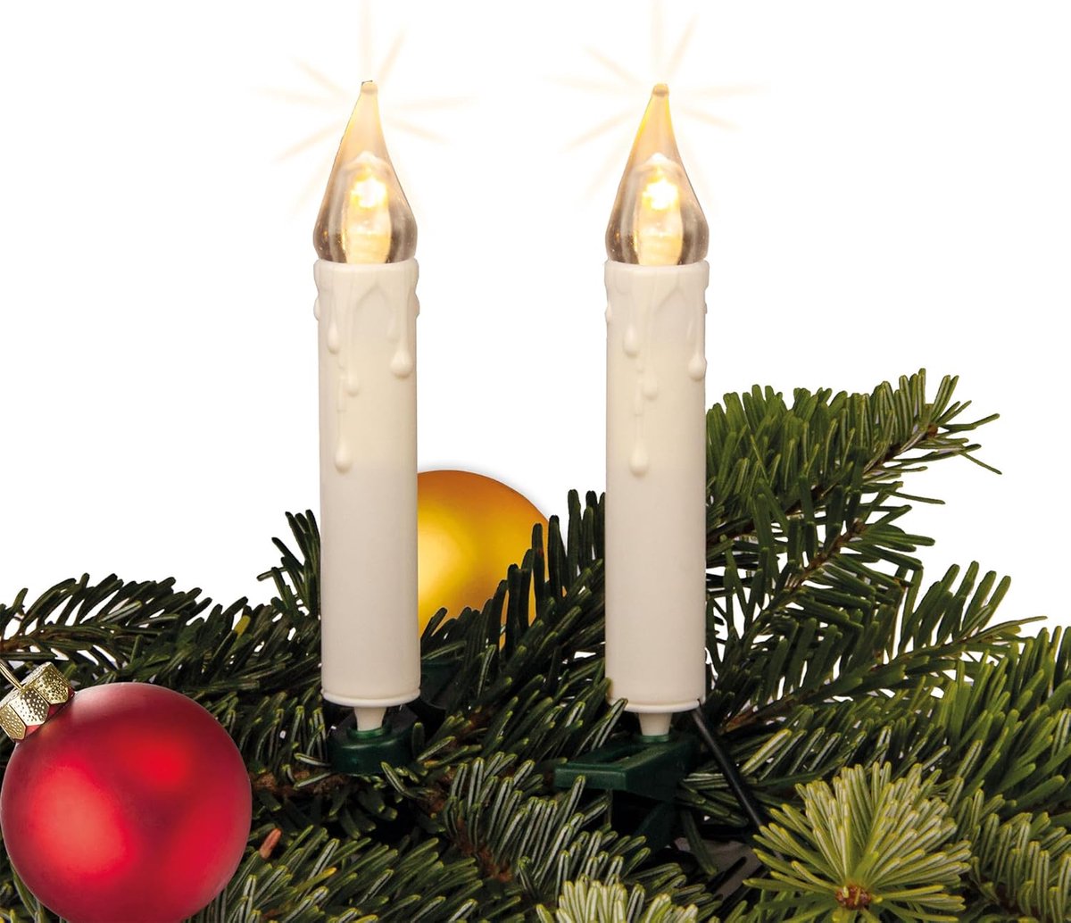 Kerstboomverlichting LED - Kaarsjes snoer - Feestelijke sfeer - Warm wit licht - 57 m - Groen – foto 3