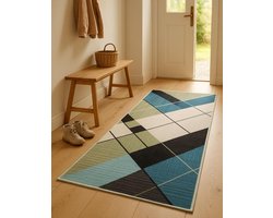 Vloerkleed Runner - Tapijt - Woonkamer Decoratie - Wasbaar Antislip - 80 x 300 cm - Lichtblauw Grijs
