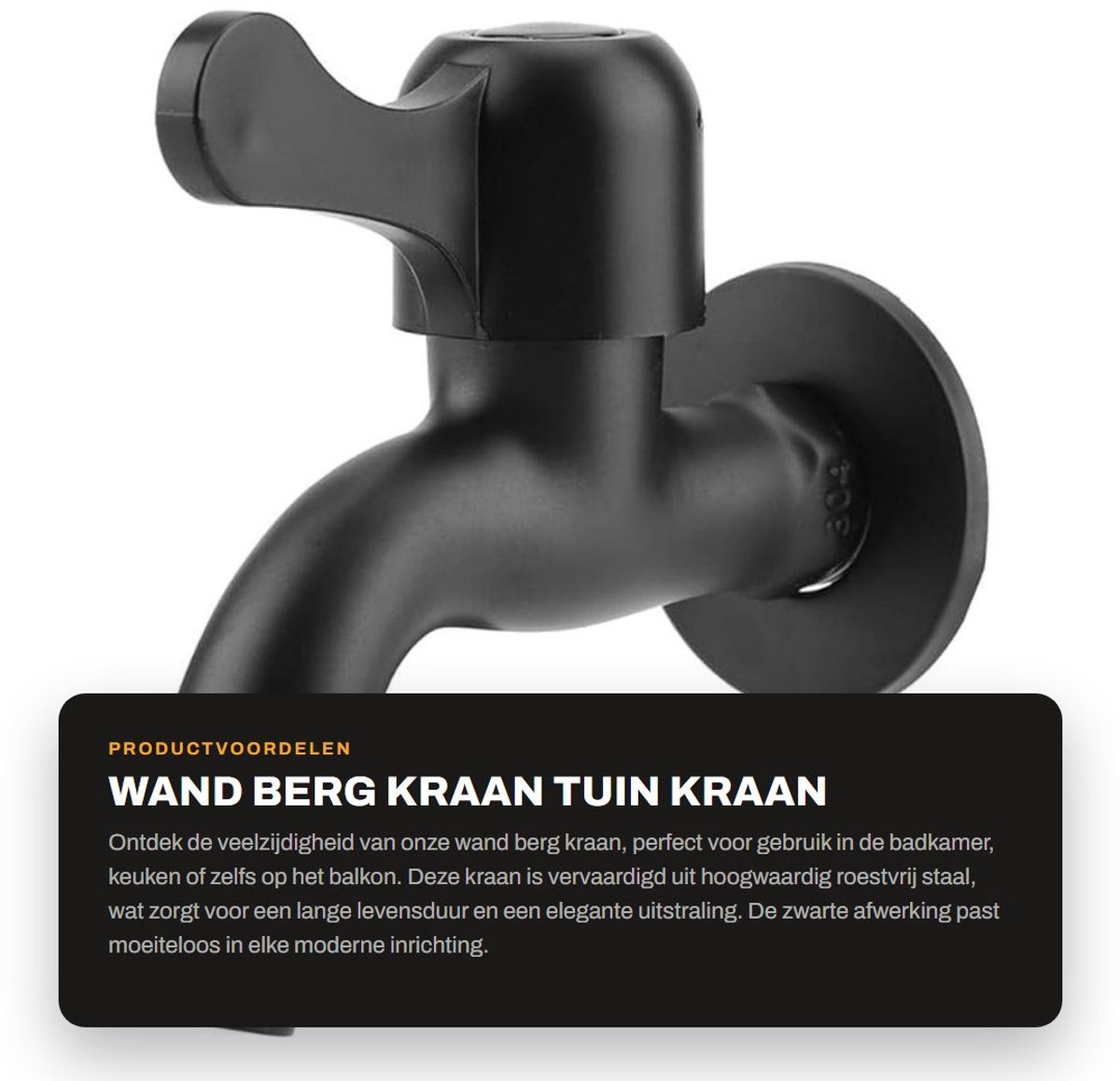 Dailygoods- Tuinkraan Roestvrij Staal - Wandkraan - Waterkraan - Duurzaam - Keramische Schijfkleppen - Eenvoudig te Installeren