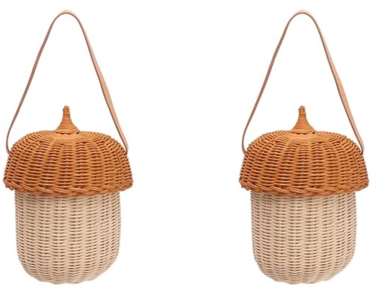Dailygoods- Eikelmand handgeweven - Opbergmand kinderen - Rotan opbergmand - Decoratieve mand - Denenappelvorm - Lichtgewicht 53 g