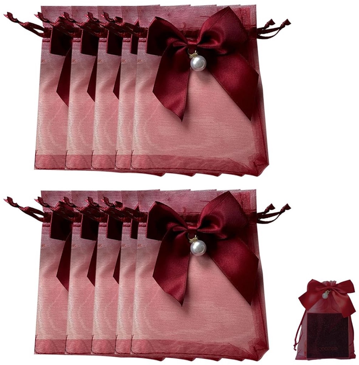 Dailygoods- Geschenkzakjes 10 stuks - Organza Zakjes 10 Kleuren - Sieradenzakjes - Lavendelzakjes - Bruiloftsgunst - Compact en Elegant