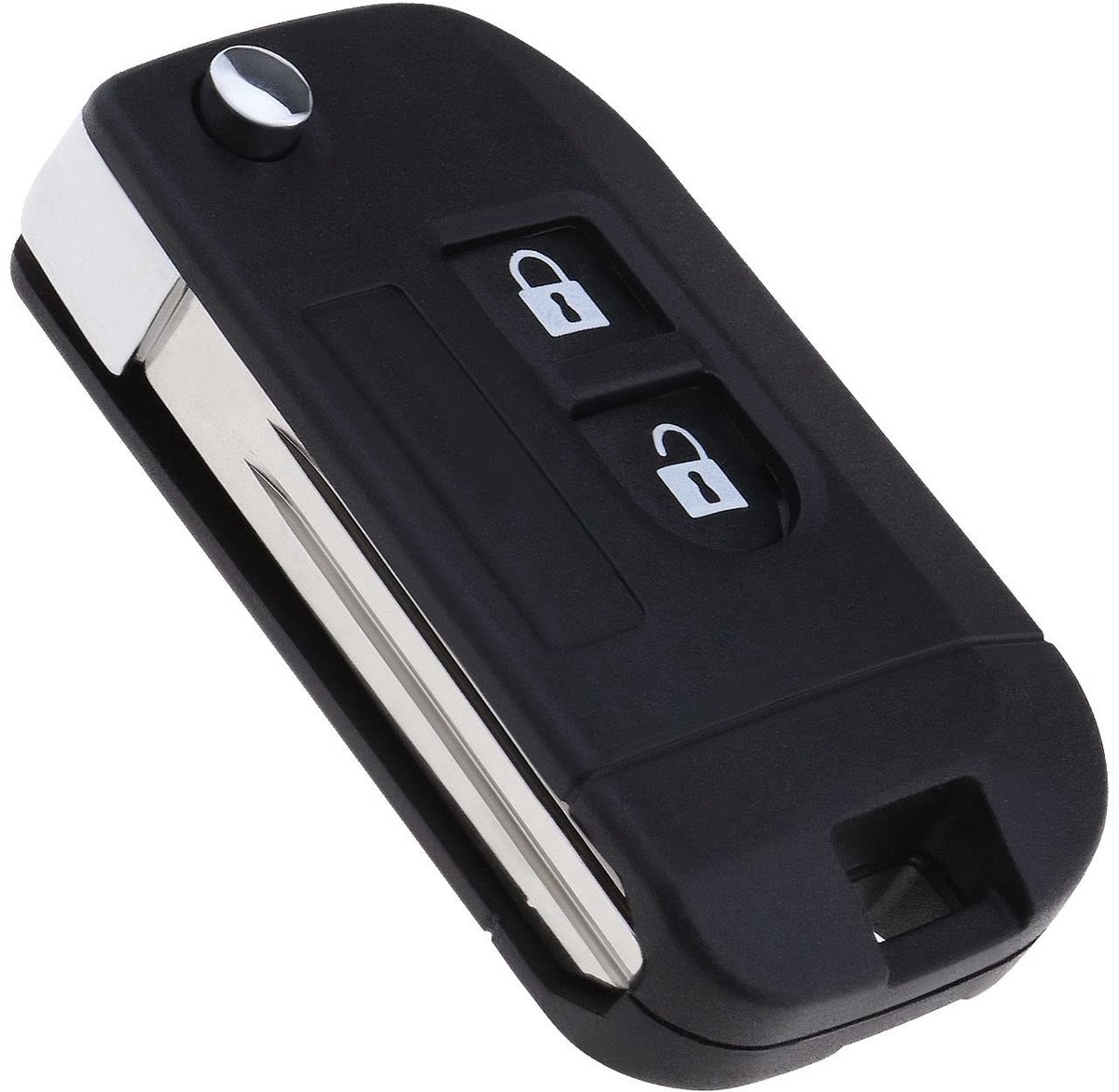 Dailygoods- Afstandsbediening 2 Knoppen - Sleutelbehuizing - Compatibel met Nissan Micra/Qashqai/Navara - Ongesneden Lemmet - Kunststof/Metaal - Opvouwbaar Design