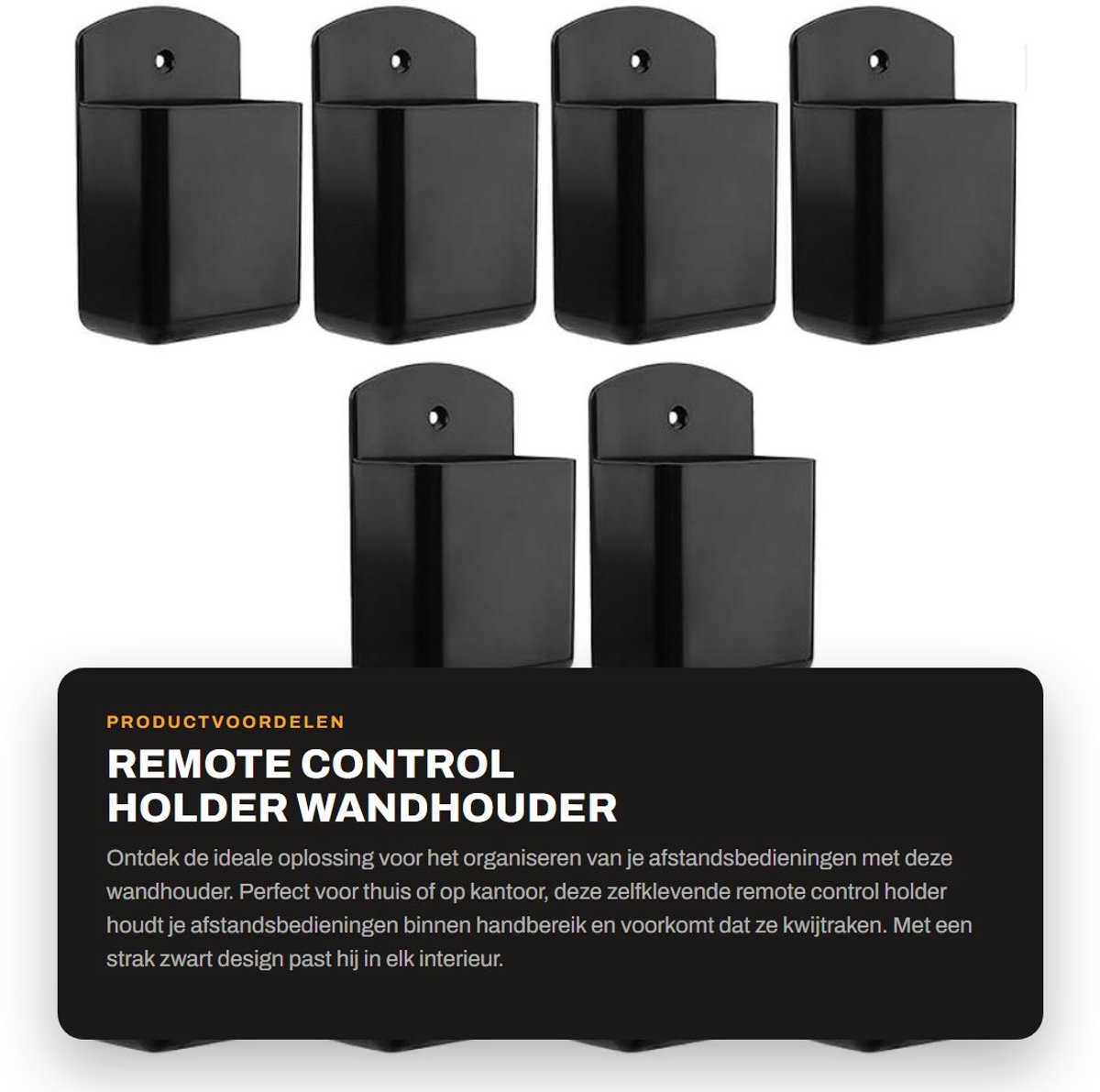 Dailygoods- Afstandsbedieninghouder - 10 Stuks - Wandbeugel - Zelfklevend - Ruimtebesparend - Verstelbaar - Zwart 6.3x3.5x10cm - Opberghouder