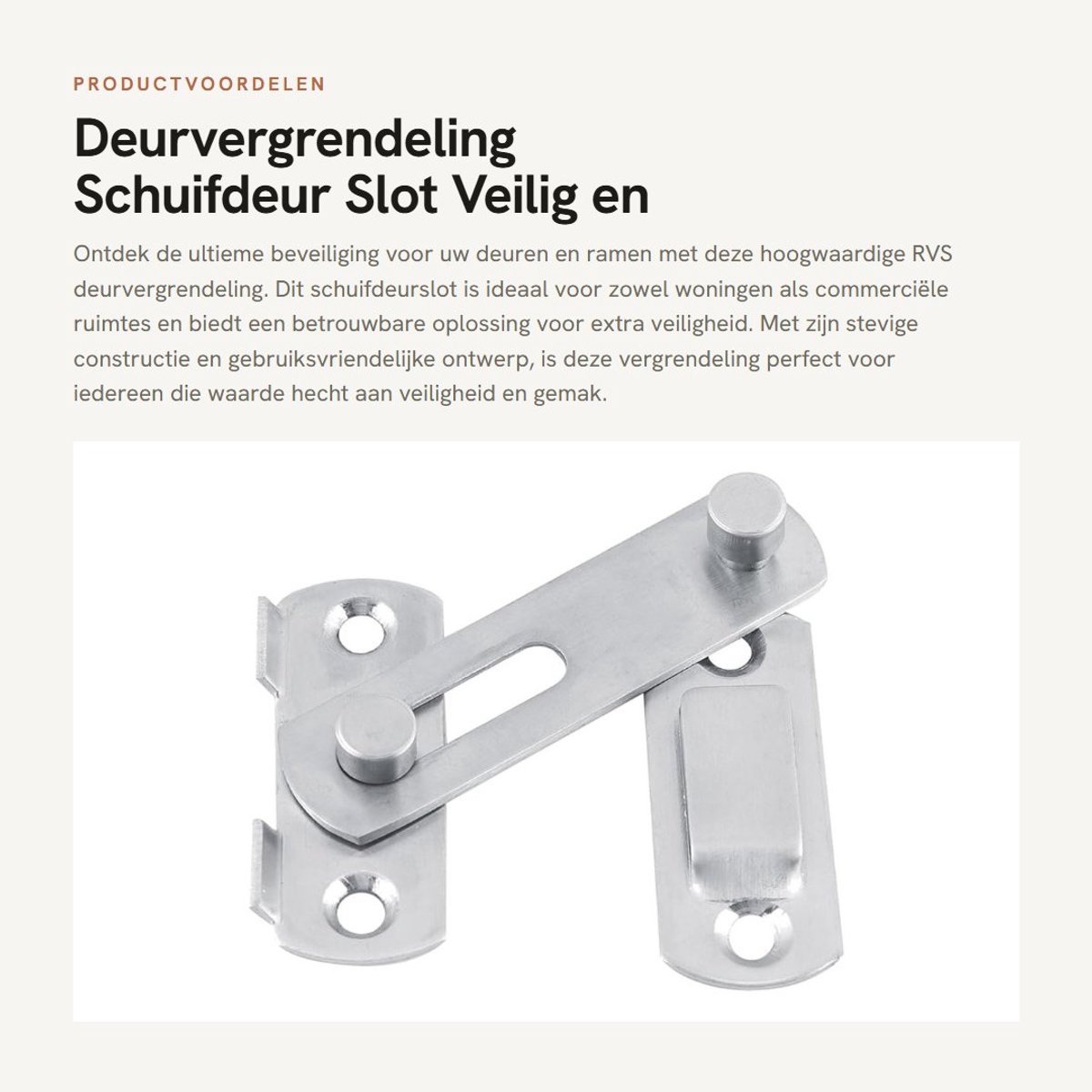 Dailygoods- Deurslot RVS - Vergrendeling voor Deuren - Deurslot voor Raam/Kast - Anticorrosie - Eenvoudige Installatie - Inclusief Schroeven - Sluitsysteem