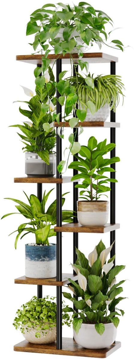 Dailygoods- Plantenstandaard Metalen - 6 Etages - Plantenrek Binnen - Plantenhouder - Plantenrek voor Meerdere Planten - Geschikt voor Balkon/Terras