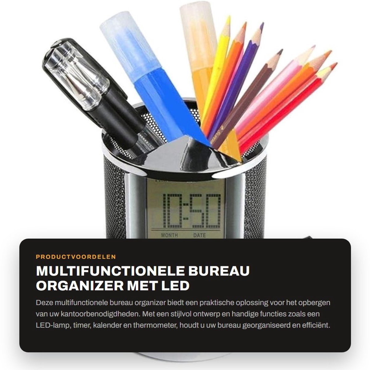 Dailygoods - Multifunctionele Bureau Organizer met LED, Timer en Thermometer