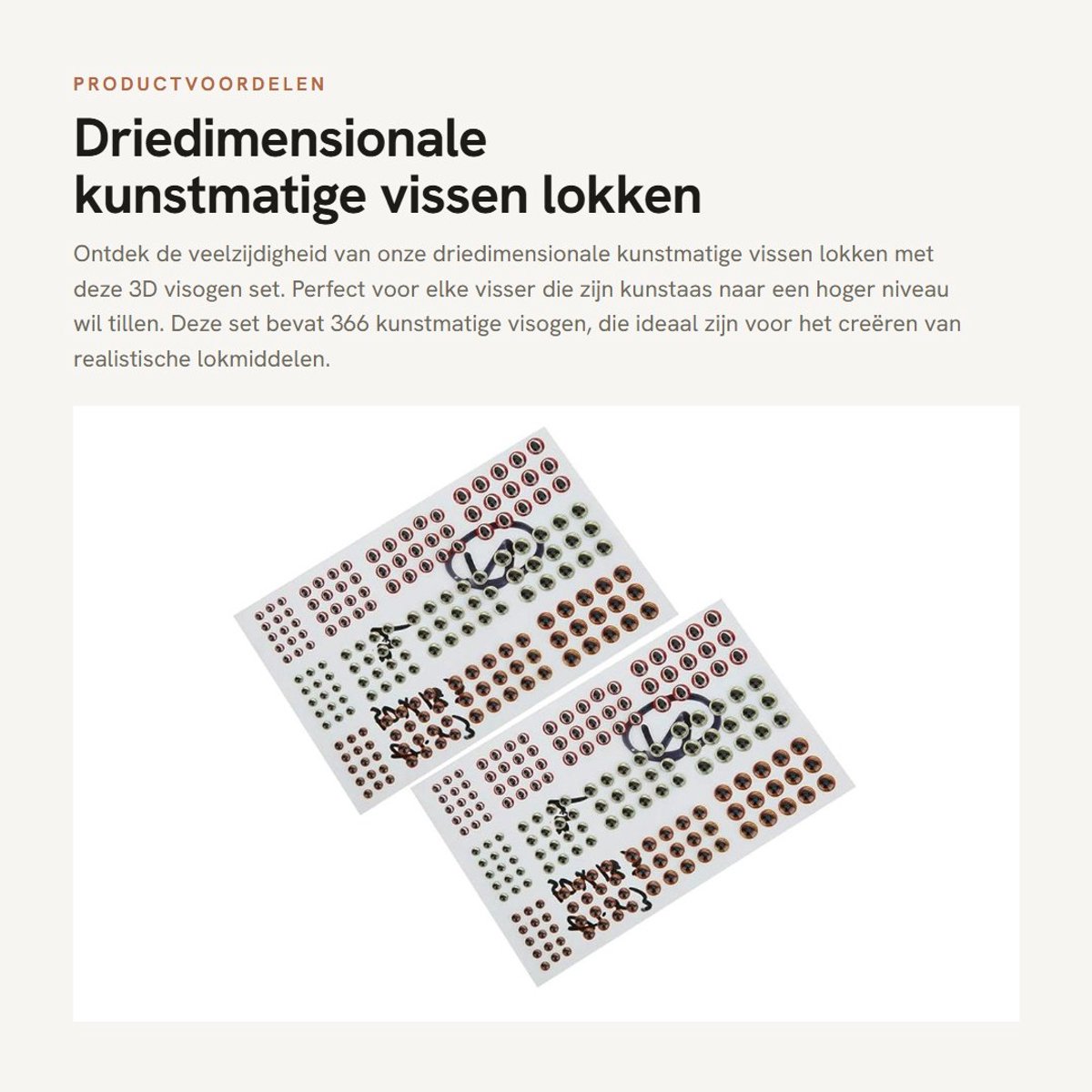 Dailygoods- Visogen Set - 366 Kunststof Kunstaas Ogen - 3D Driedimensionaal - Vissen Lokken Aas - Gemakkelijk te Gebruiken - Lichtgewicht