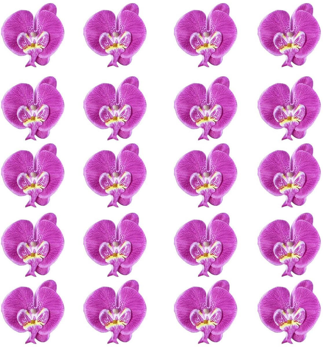 Dailygoods- Orchidee Kunstbloem Hoofden - 20 Stuks - Vlinder Orchidee - Phalaenopsis Zijde - Decoratie - Duurzaam - Kleurecht - Kunstbloemen