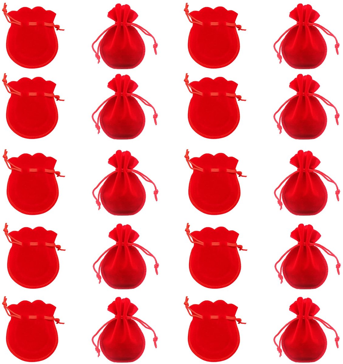 Dailygoods- Fluwelen Zakjes 20 Stuks - Cadeauzakjes - Sieradenzakjes - Draagbaar - 9 x 7 cm - Duurzaam en Herbruikbaar