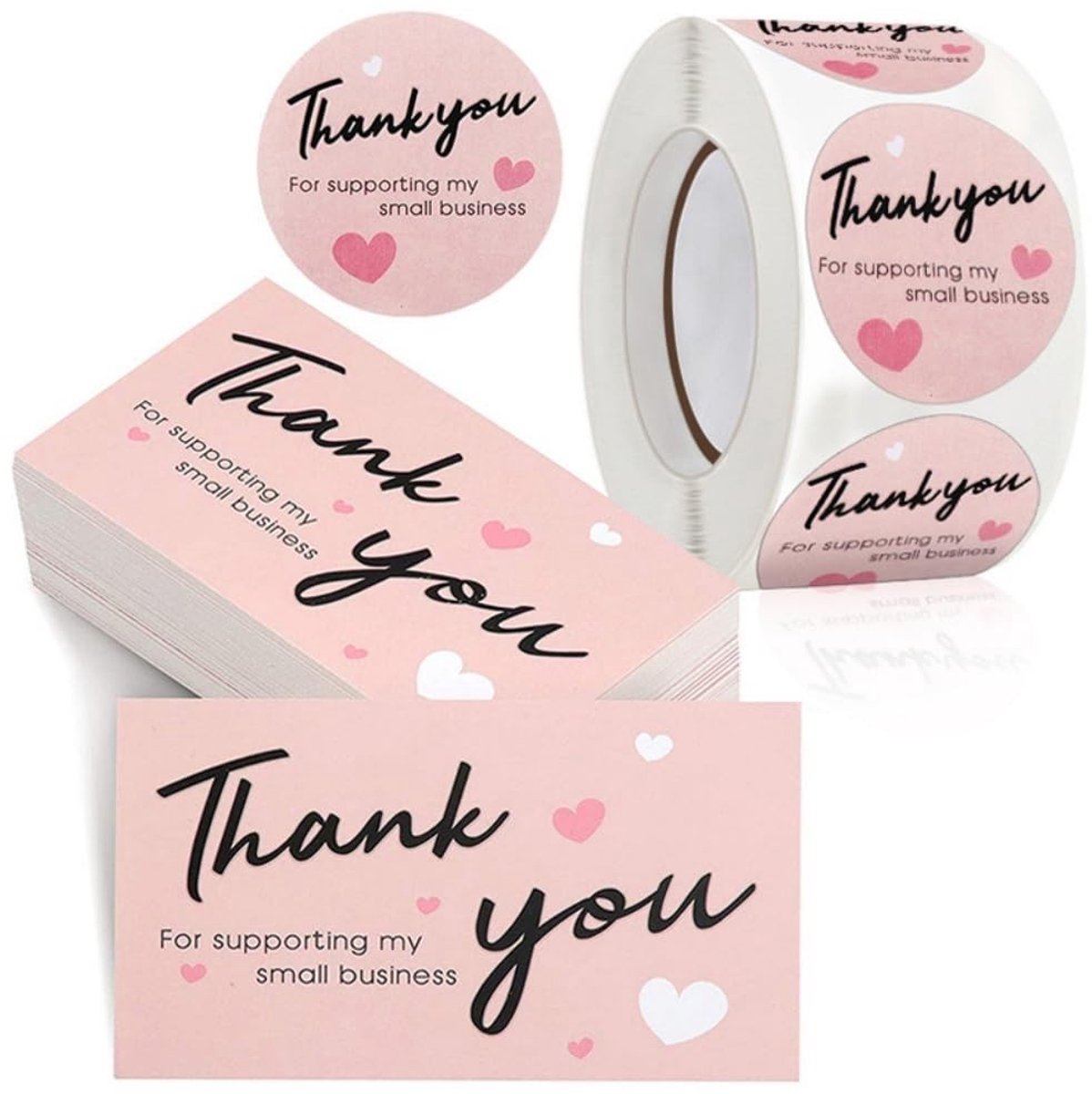Dailygoods- Bedankkaarten 50 stuks - Blanco Kaartjes - Bedankstickers 500 stuks - Zelfklevend - Papier - Afmetingen 9 x 5,4 cm - Bedankbriefjes
