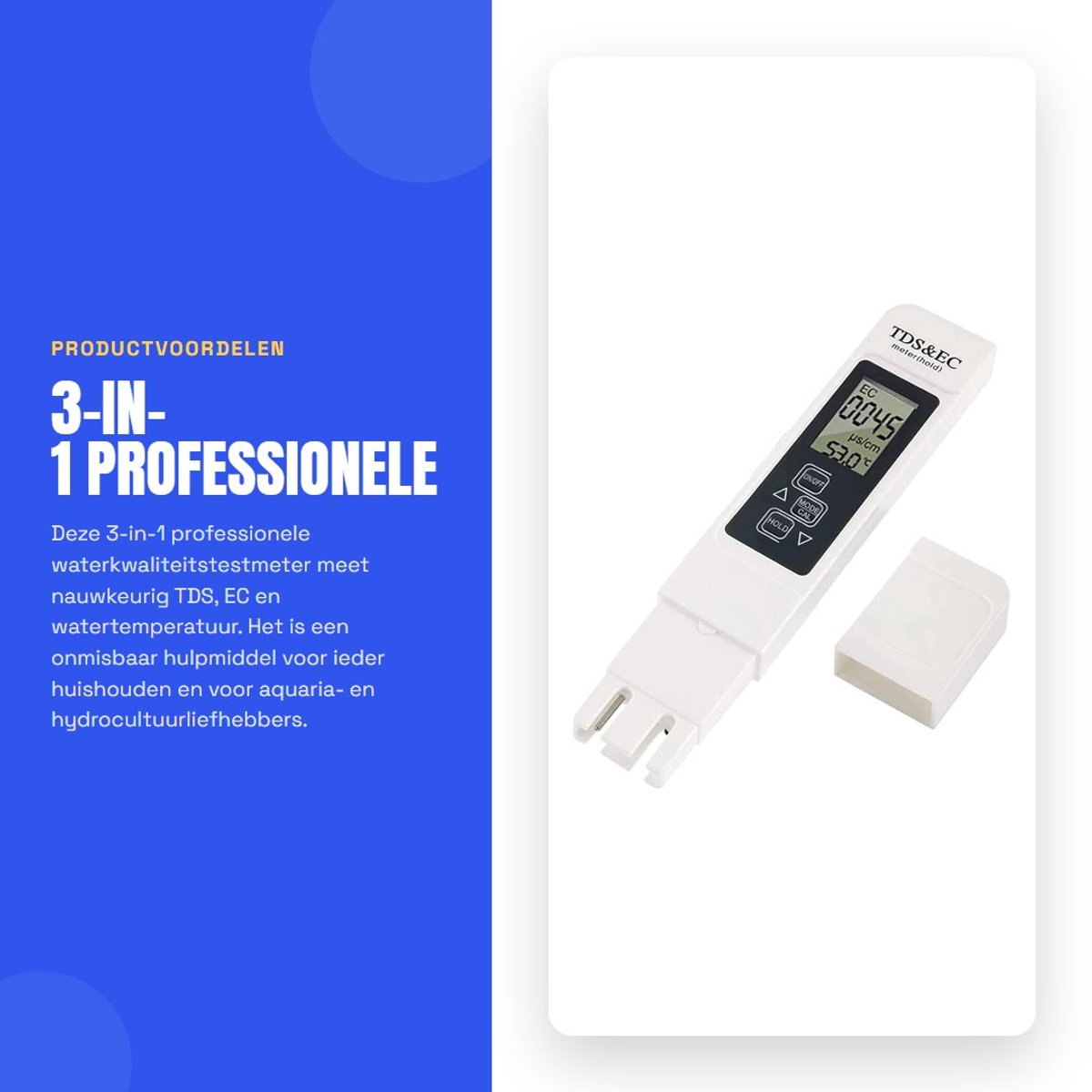 Dailygoods - 3-in-1 Professionele Waterkwaliteitstestmeter TDS EC