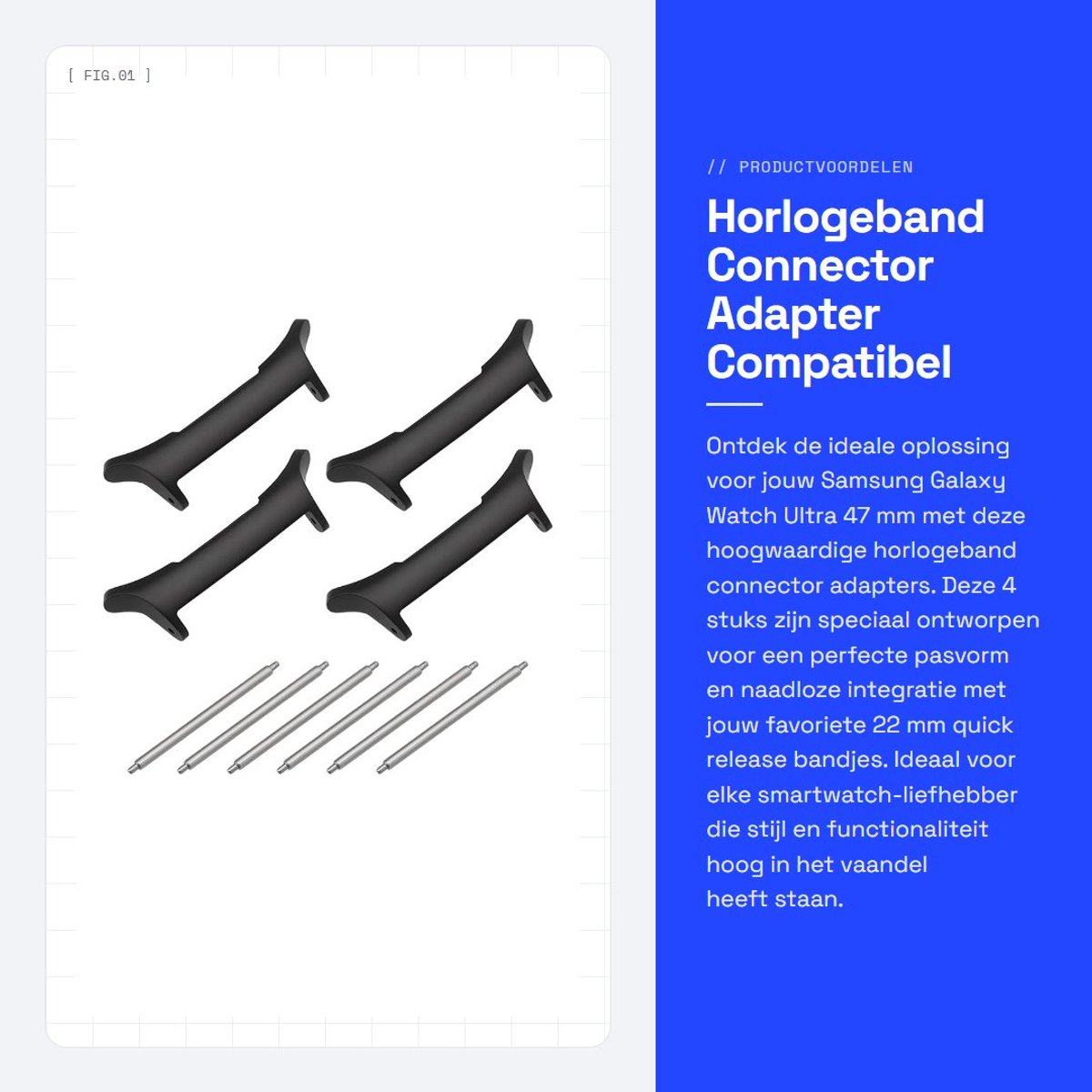 Dailygoods - Horlogeband Connector Adapter - Compatibel met Samsung Galaxy Watch Ultra 47 mm - Snelle installatie - 22 mm breedte - Perfecte pasvorm -...