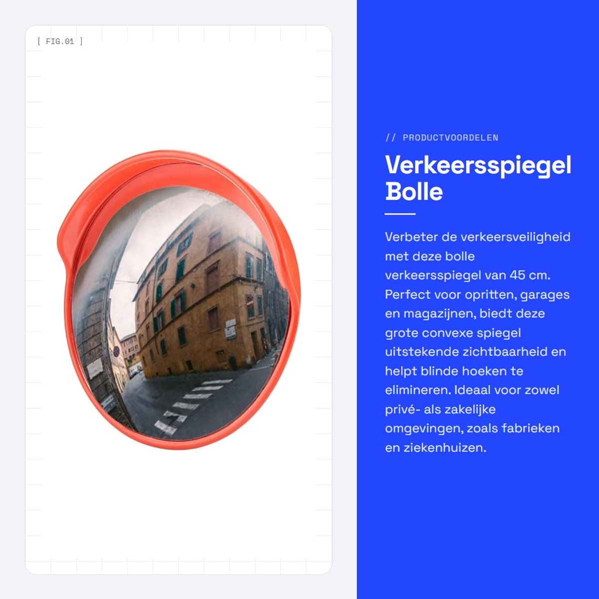 Dailygoods- Verkeersspiegel 45 cm - Bolle Verkeersveiligheidsspiegel - Groothoek Spiegel - Verkeersspiegel voor Opritten - Verkeersspiegel voor Garages - Verkeersspiegel voor Magazijnen - Veiligheidsspiegel