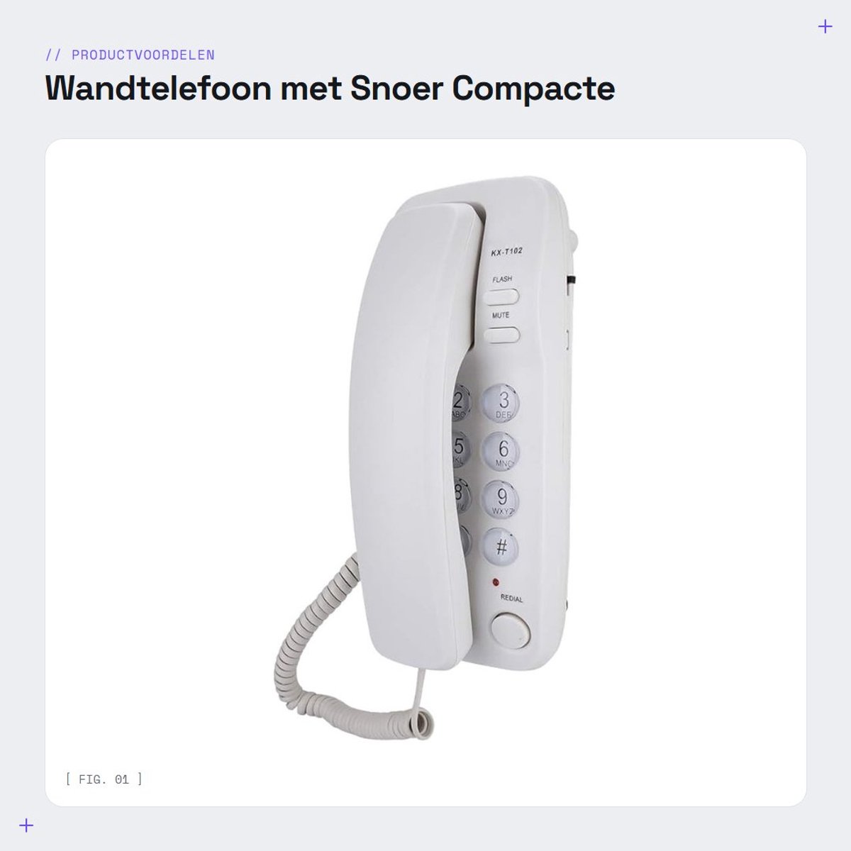 Dailygoods- Wandtelefoon met snoer - Compacte Telefoon - Vaste Telefoon - Analoge Telefoon - Desktopeenheid - Geschikt voor Thuis/Kantoor
