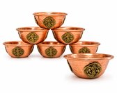 Tibetaanse offerschaaltjes - tibetaans boeddhisme - koper - set van 7 - offerschaal - 6.5 x 3 cm