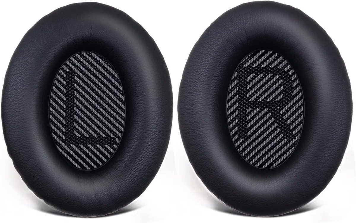 Vervangende oorkussens voor Bose QuietComfort 35/35 II/15/25 (QC 35/25/15/QC35 II), gemaakt van traagschuim met hoge dichtheid en zacht leer, met adaptieve ruisonderdrukking.