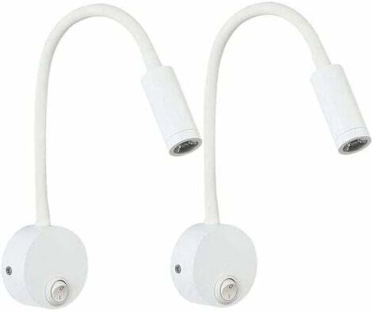Flexibele leeslamp (2 stuks) - 3W LED - 360° draaibaar - Ø65mm voet met schakelaar