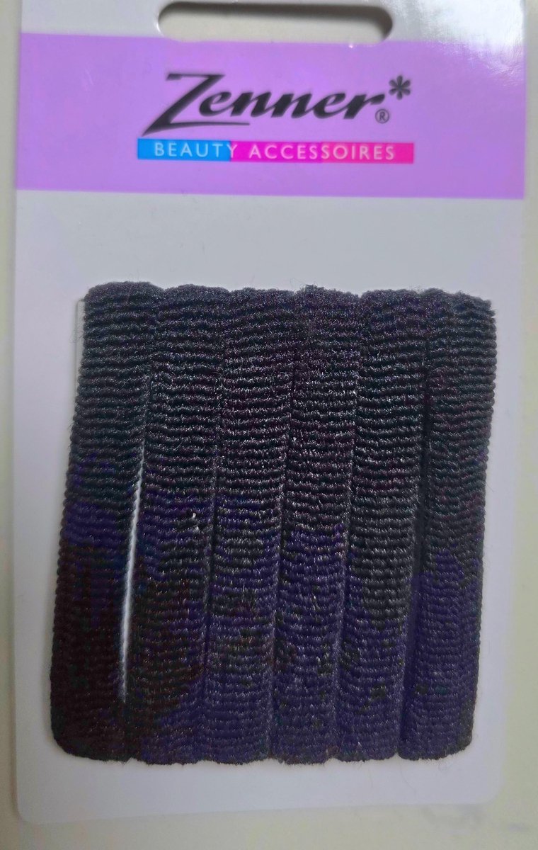Zenner 6 haarelastieken naadloos zwart - 1 cm breed - zacht - haarelastiekjes roll-up