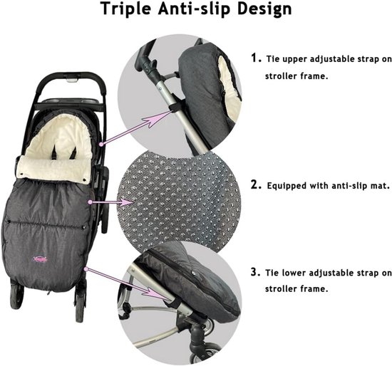 Winter voetenzak - Kinderwagen deken - Baby warm houden - Verstelbaar en afneembaar - 99 cm hoogte - Beige — afbeelding 3