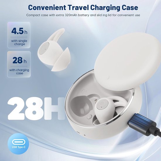 Slaapkoptelefoon Draadloos - Bluetooth Oordopjes - Rustig Slapen - Speciaal voor Zijslapers - 45 Uur Batterij - Zwart — afbeelding 5