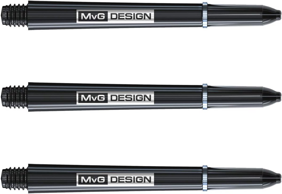 Dartshafts Nylon - Dartpijltjes Stelen - Darts Spelen - Flexibel Duurzaam Materiaal - Medium Lengte - Zwart Zilver
