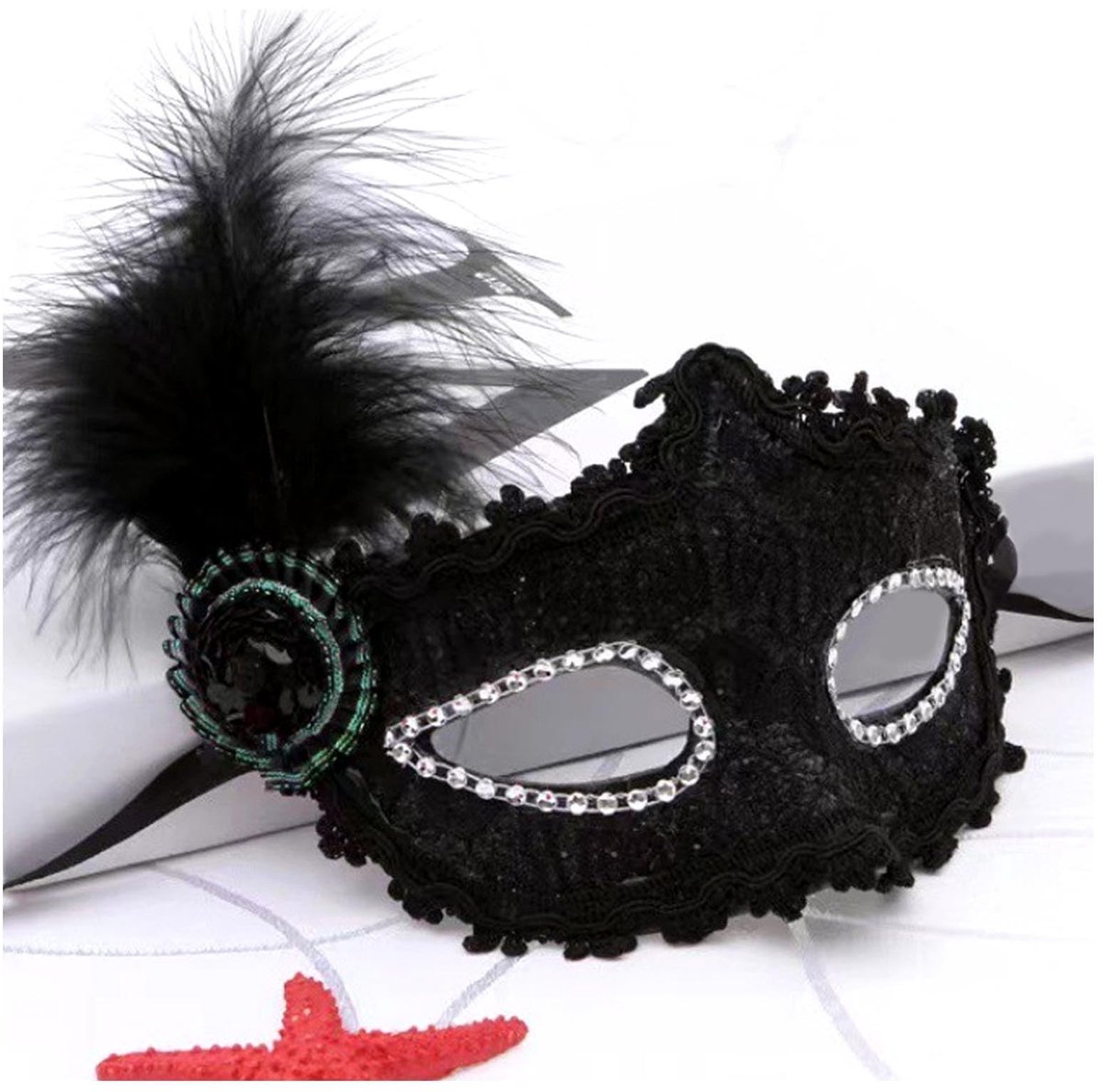 Dailygoods - Venetiaans Gezichtsmasker met Veerdecoratie voor Vrouwen - Perfect voor Feesten