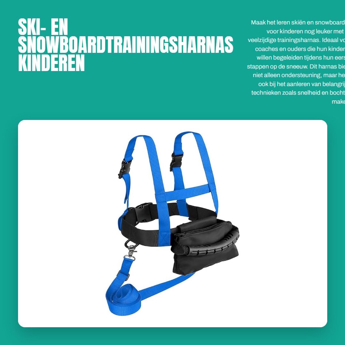 Dailygoods- Skiharnas Kind - Afneembare Riem - Snelheidsregeling - Nylon - Scheurvast - Geschikt voor Skiën/Snowboarden - Sportharnas