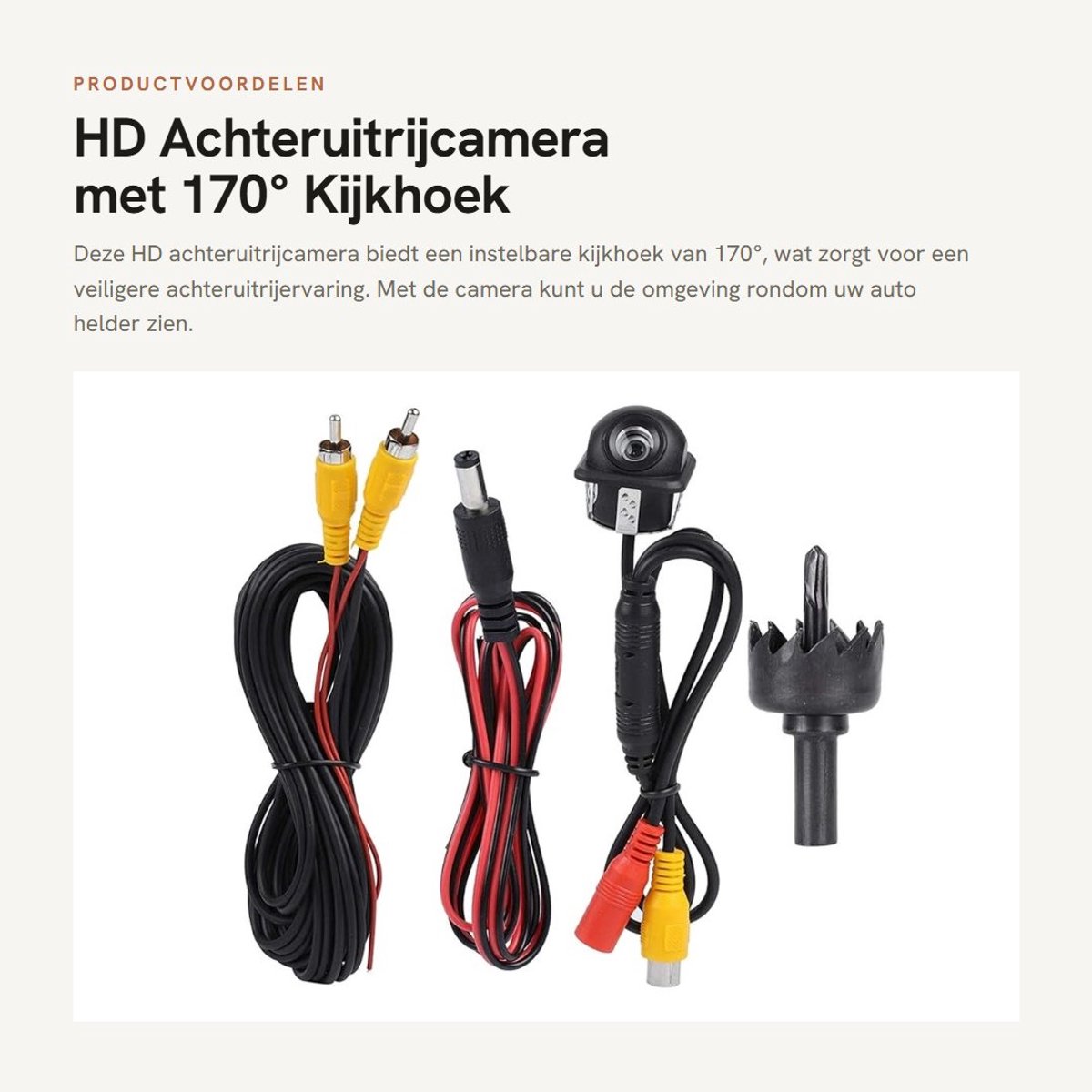 Dailygoods- Achteruitrijcamera HD - Parkeercamera - Waterdicht IP67 - Schokbestendig - 170° Kijkhoek - Veilig achteruitrijden