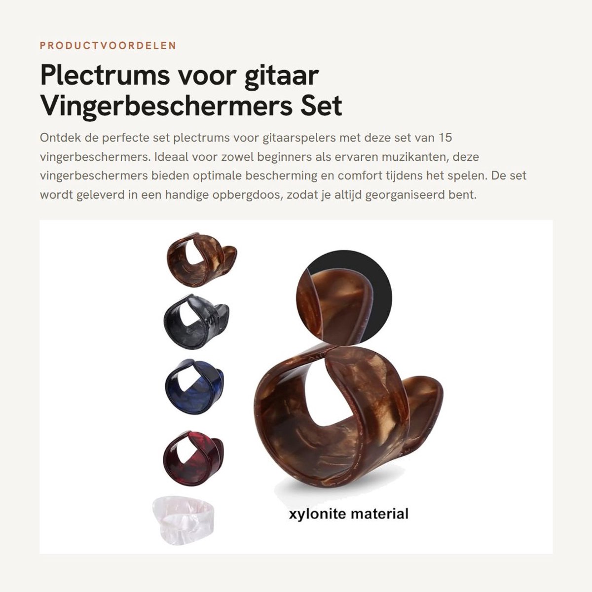 Dailygoods - Plectrums voor gitaar - Vingerbeschermers - Set van 15 stuks - Inclusief opbergdoos - Duurzaam en comfortabel - Geschikt voor alle gitari...