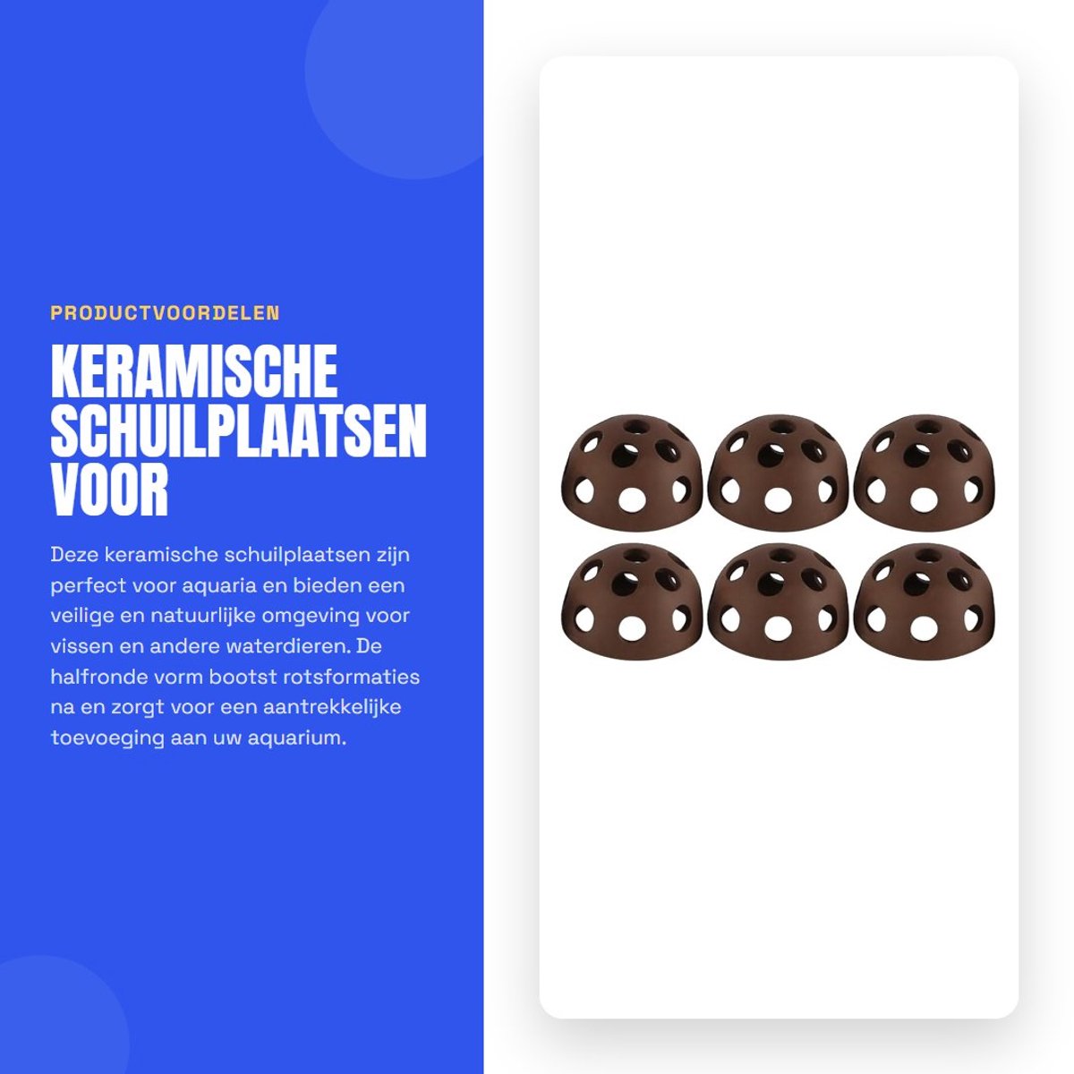 Dailygoods - Keramische Schuilplaatsen voor Aquariumaccessoires - 6 Stuks