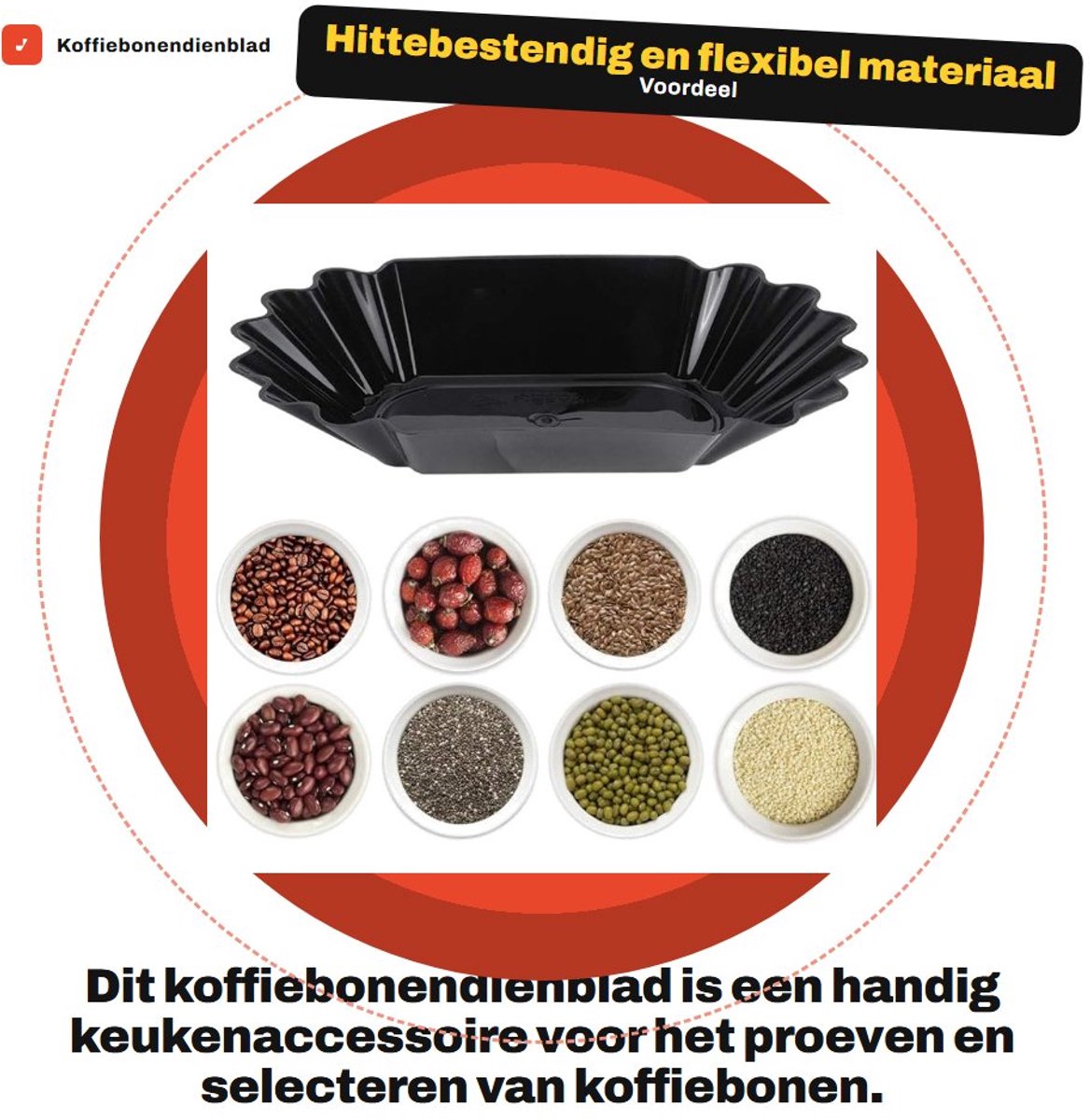 Dailygoods- Koffiebonendienblad Voedselveilig PP - Hittebestendig - Niet-toxisch - Elegant Ontwerp - Ideaal voor Proeverij - Vervang Roestvrijstalen Schop - Proefplank