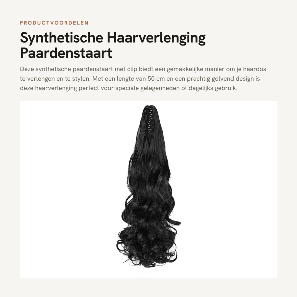 Dailygoods- Haarverlenging 50 cm - Paardenstaart - Krullend - Synthetisch - Klauwclip - Gemakkelijk te reinigen