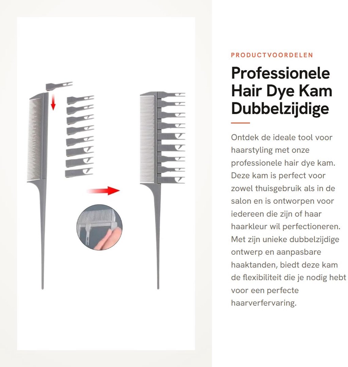 Dailygoods- Kam Professionele Dubbelzijdige - Haarkam voor Haarverf - Antistatisch - Koolstofvezel - Lichtgewicht - Verstelbare Haaktanden