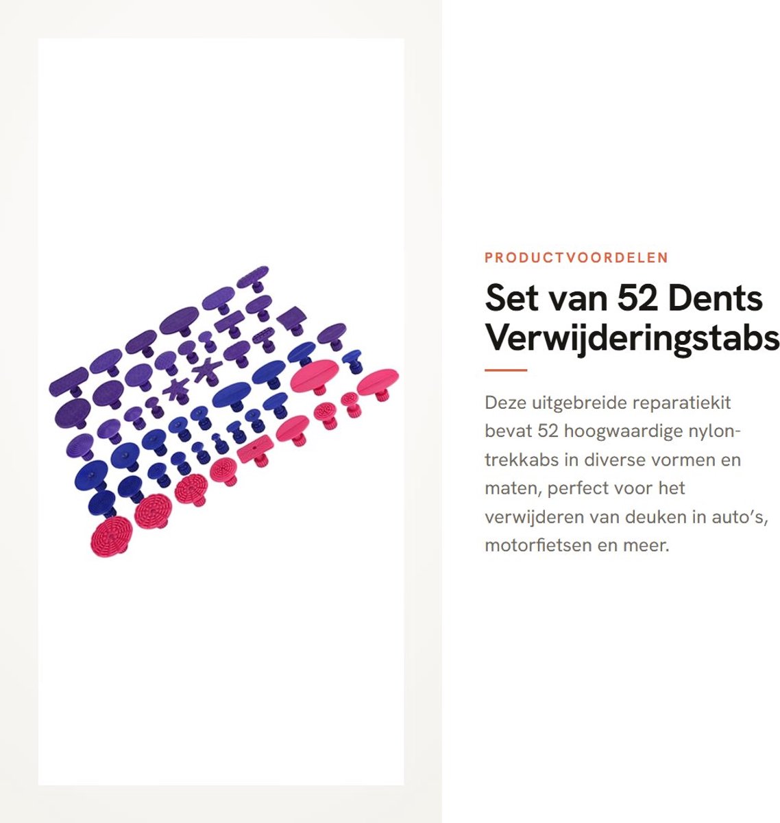 Dailygoods- Deukverwijdering Uitgebreide Reparatiekit - 52 Nylon Trekknoppen - Professionele Dentverwijdering - Geschikt voor Auto's/Motorfietsen - Diverse Maten en Vormen - Deukreparatie
