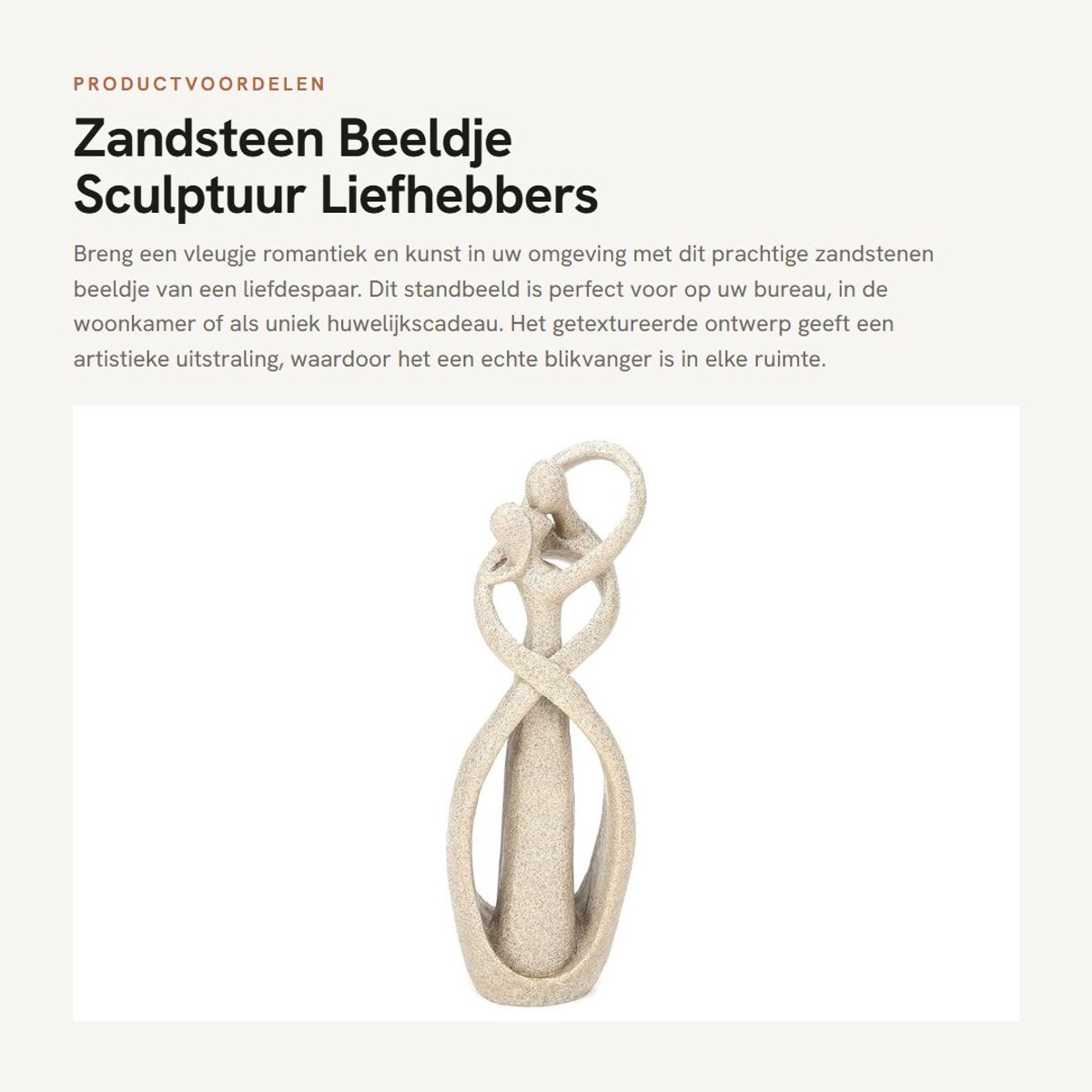 Dailygoods- Beeldje Uniek Ontwerp - Zandstenen Sculptuur - Decoratie Woonkamer - Huwelijkscadeau - Kunst Ambacht - Persoonlijke Stijl