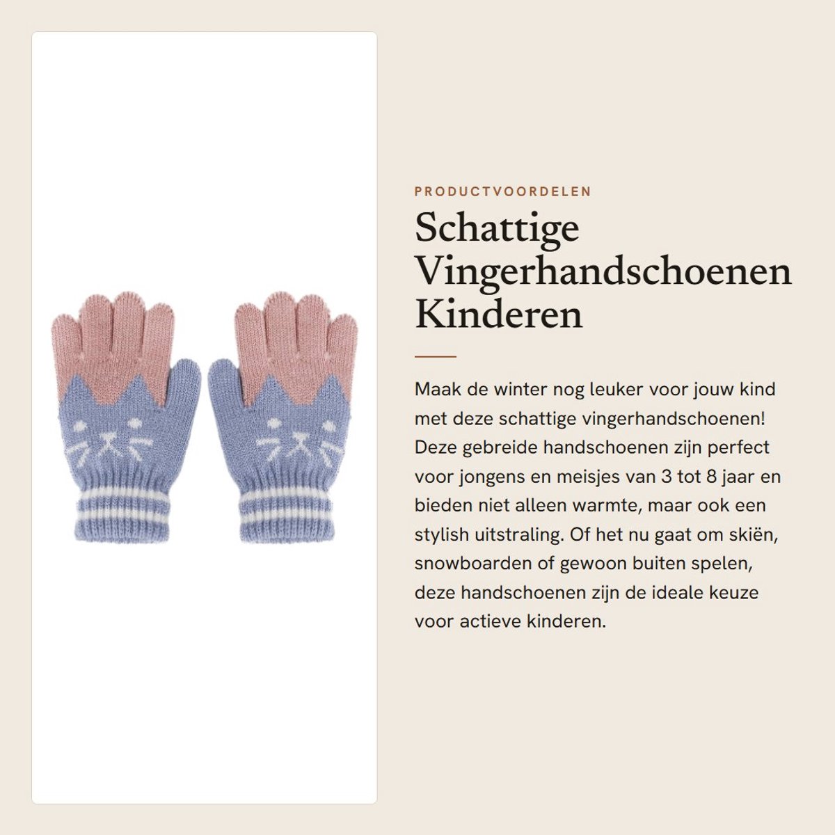 Dailygoods- Vingerhandschoenen voor Kinderen - Warm - Antislip - Gebreid - Uniseks - 3-8 Jaar - Zacht en Elastisch - Winterhandschoenen