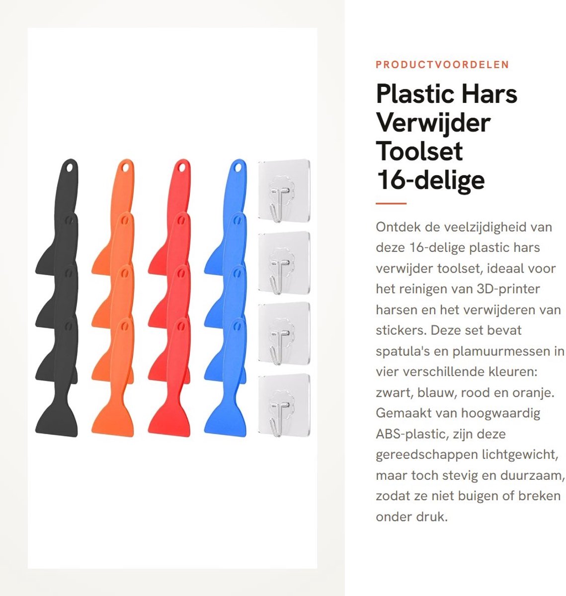 Dailygoods - Plastic Hars Verwijder Toolset - 16-delige set - Flexibele Spatula's - Plamuurmessen - 4 Kleuren - Handig gereedschap - Perfect voor klus...