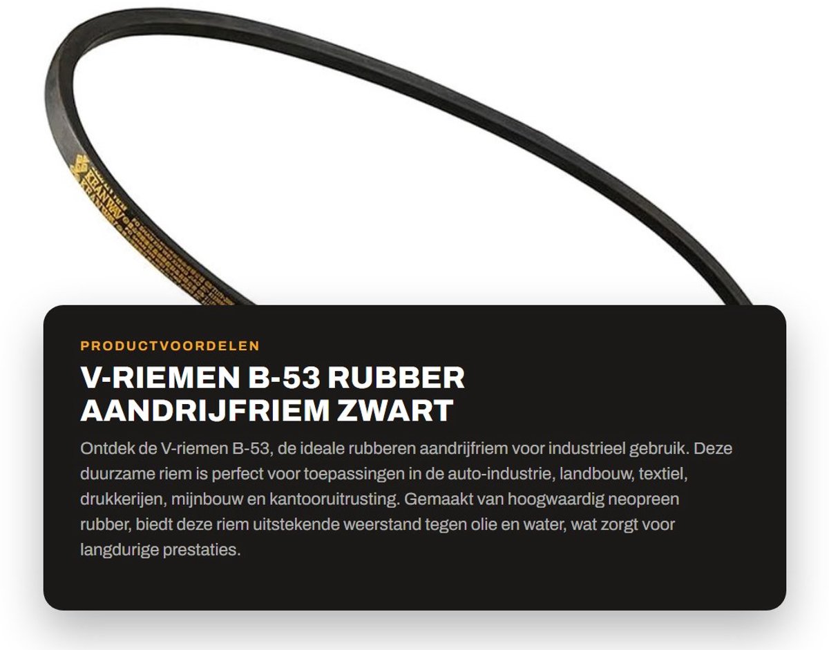 Dailygoods- Aandrijfriem Rubber - Neopreen - 133" x 0,63" x 0,47" - Trapeziumontwerp - Flexibel - Geschikt voor diverse sectoren - Riem