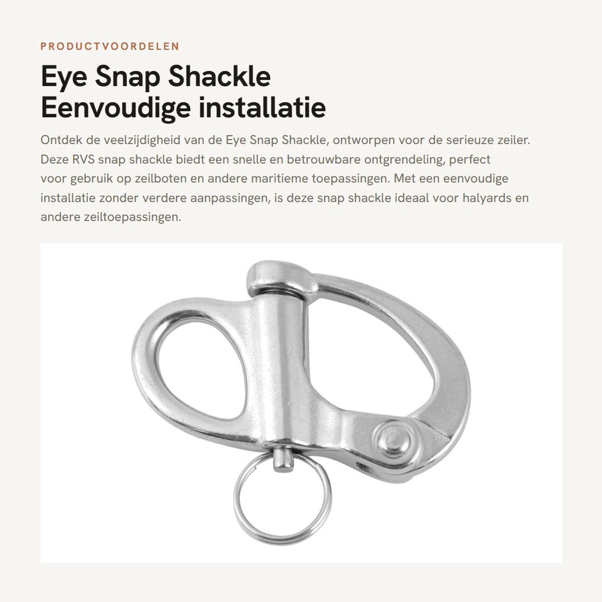 Dailygoods- Snap Shackle RVS - Quick Release - Halyard - Marine - Zeilboot - Eenvoudige installatie - Veilige werklast - Beugelhaak