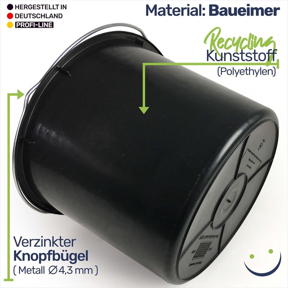 Bouwemmer Mortelemmer - Betonemmer Waterbak - Bouwen en Tuinieren - Met Schenktuit en Schaal - 20 liter - Zwart