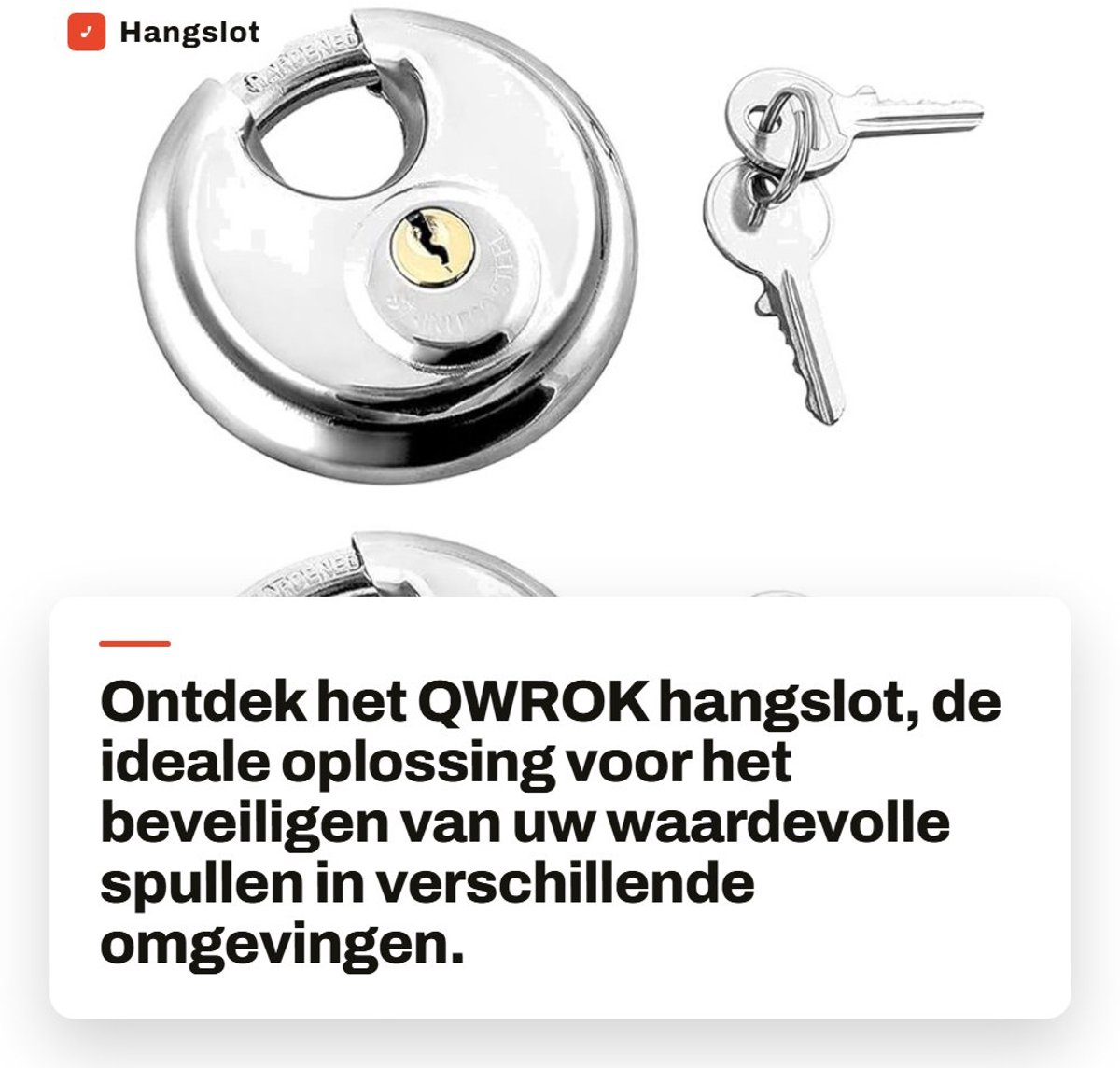Dailygoods- Hangslot Waterdicht - Roestvrij Staal - Gehard Stalen Beugel - 2 Sleutels - 70 mm - Voor Buitengebruik - Slot
