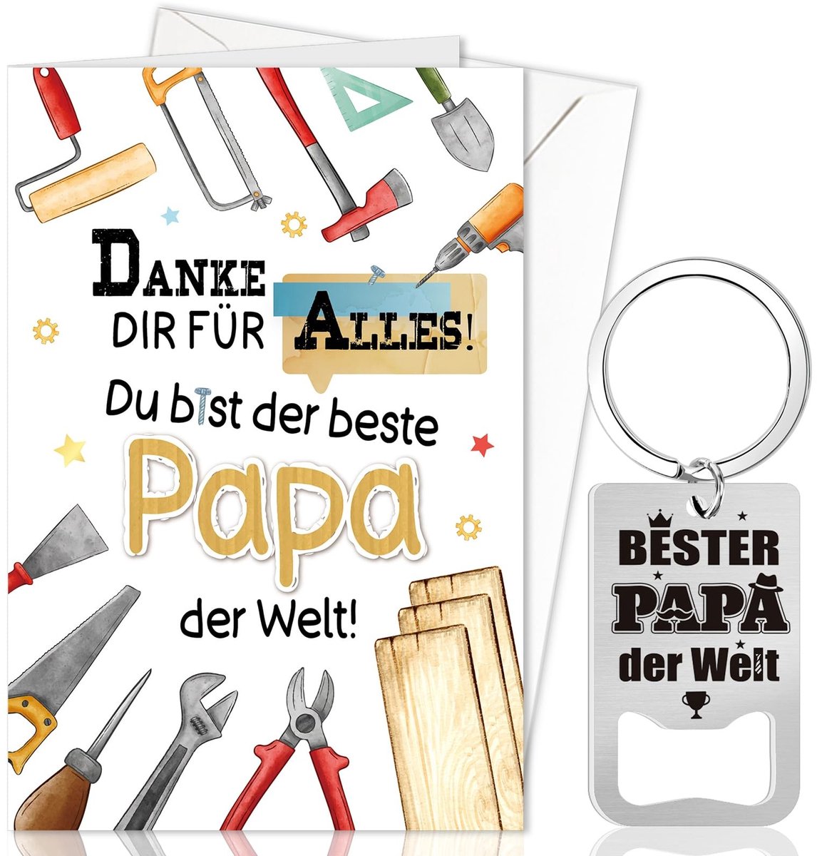 Dailygoods- Sleutelhanger Flesopener - Cadeau voor Papa - Vaderdag Cadeau - Verjaardagscadeau - Gadget voor Mannen - Persoonlijk Tintje