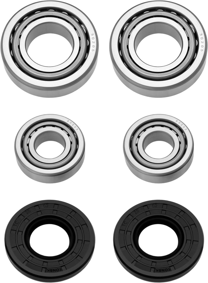 Dailygoods- Wiellagerset 2 Sets - 30203/30205 Lagervet - Afdichtring 25x52x7mm - Compatibel met ALKO As - Zwart - Rubber - Lagerset