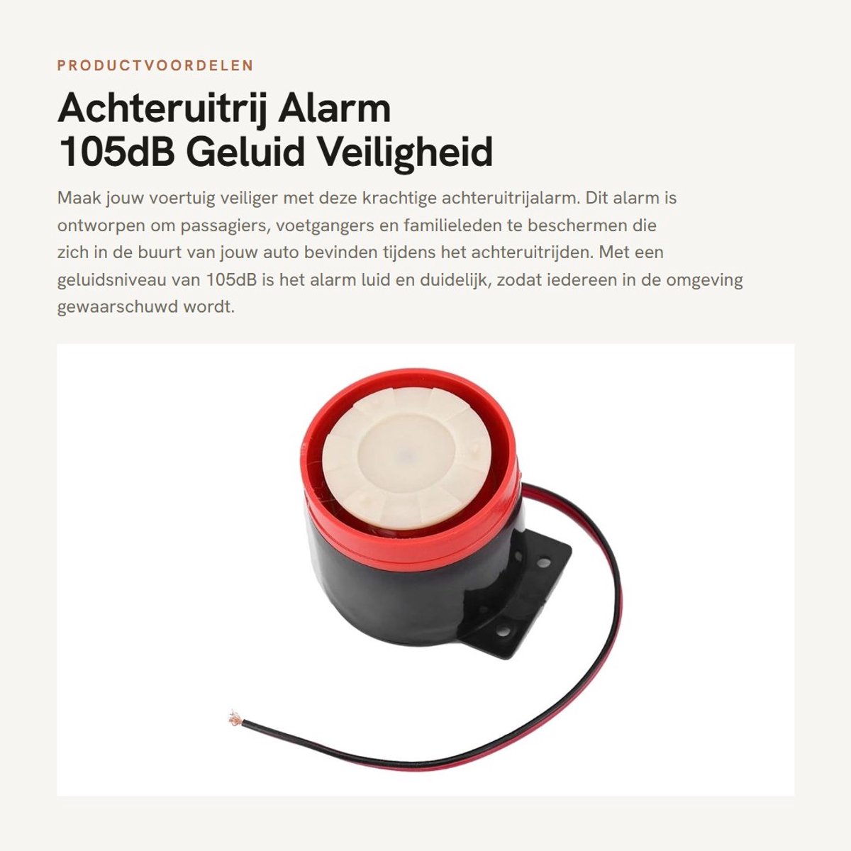 Dailygoods- Achteruitrijalarm 105dB - Universele Auto Zoemer - Back-up Hoorn - Hoogwaardig ABS - Eenvoudig te Installeren - Veiligheid voor Voetgangers - Achteruitrijpieper