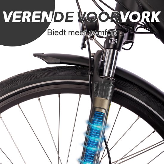SAXXX PREMIUM SPORT TRAPEZ - Elektrische Fiets - 95% Vooraf Geassembleerd Stadsfiets - 522Wh Verwijderbare Accu - 100 km Actieradius - Middenmotor 250W - Shimano Deore 10-speed - 28" Wielen - Hydraulische Schijfremmen - Zwart van Saxxx — afbeelding 4