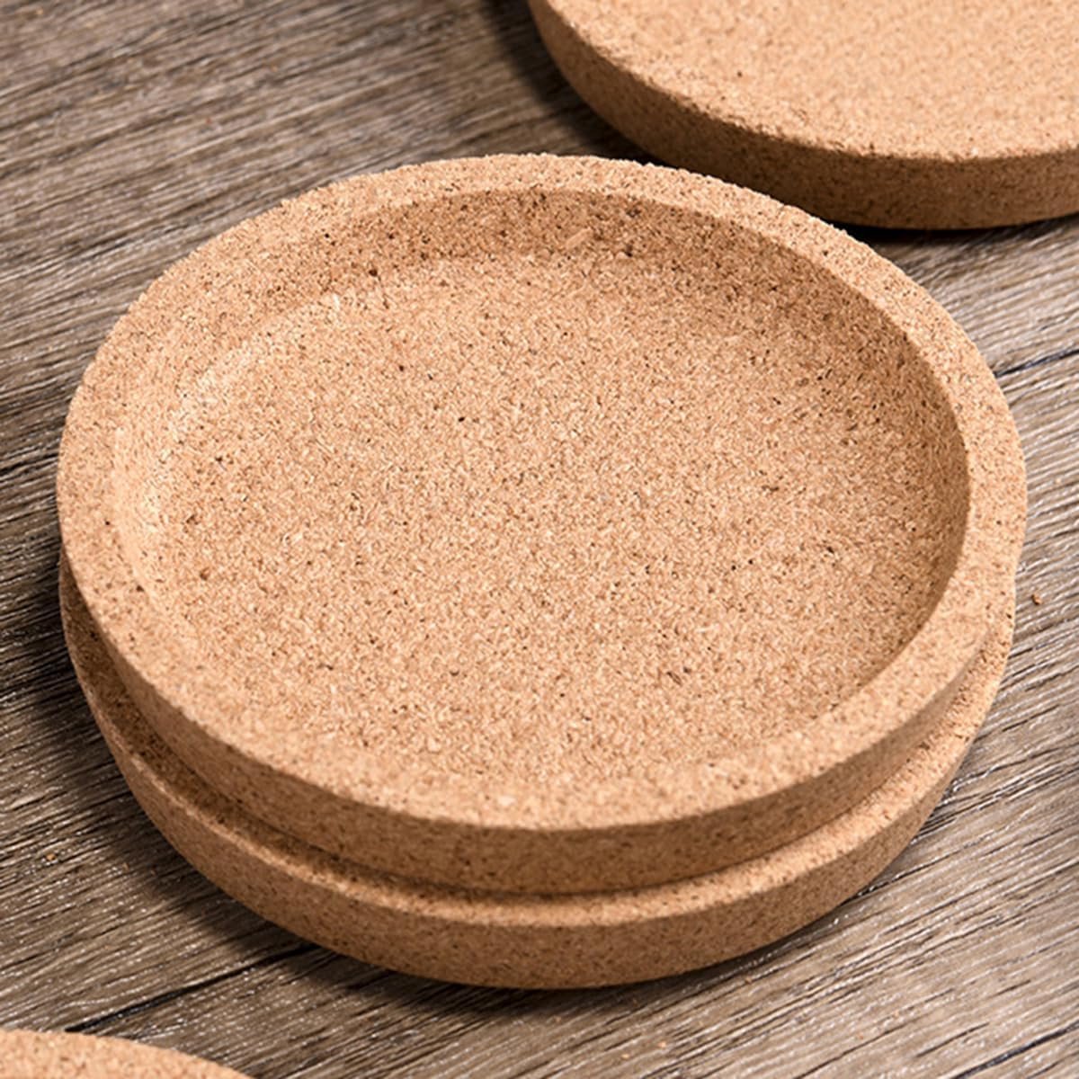 Ronde kurken onderzetters met opstaande rand – Absorberende, hittebestendige ronde kurken onderzetters voor de meeste bekers (kantoor of thuis)