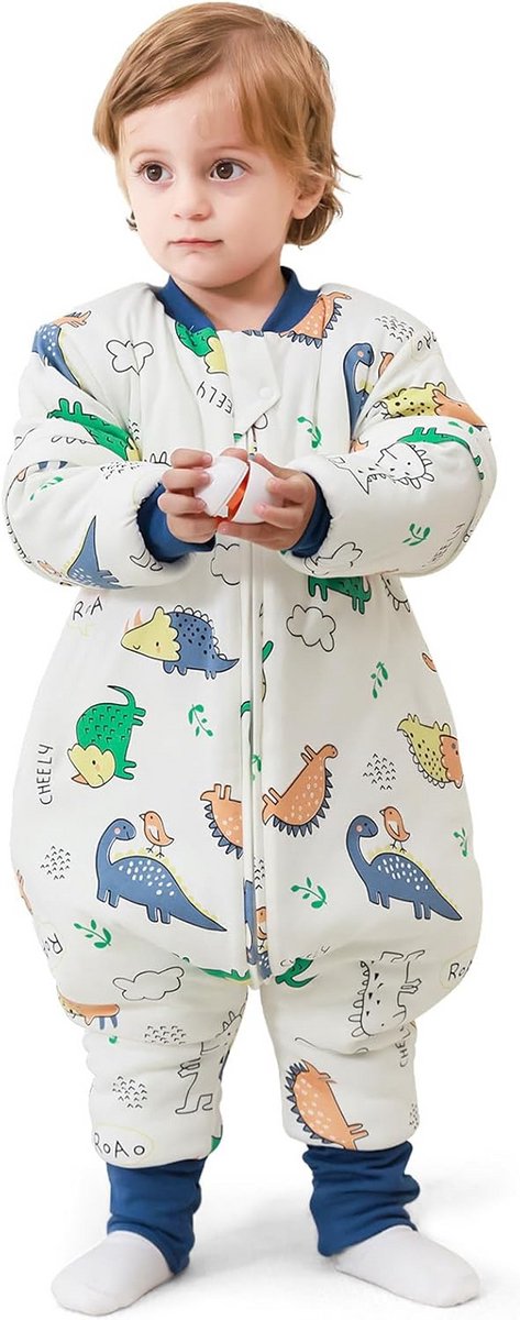 Babyslaapzak met voeten - Kinder slaapzak - Warm en veilig slapen - Afneembare mouwen - 75-85 cm - Groen Dinosaurus