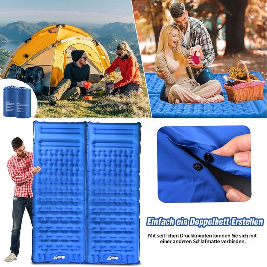 Isomat Slaapmat - Luchtbed Kamperen - Outdoor slapen - Zelfopblaasbaar met voetpomp - 195 x 66 cm - Blauw van Isomat — afbeelding 3